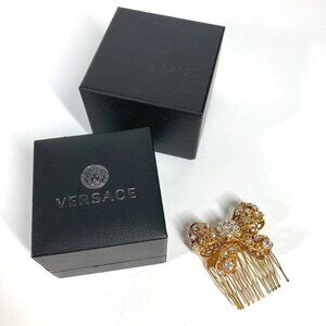 VERSACE Ribbon Ribbon Rhinestone Hairpin Hair Picks Hair Accessories Metal Gold
